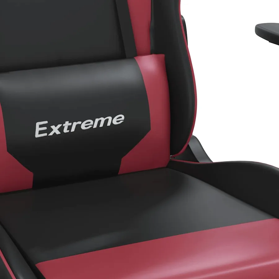 Chaise de jeu de massage Noir et rouge bordeaux Similicuir - 11
