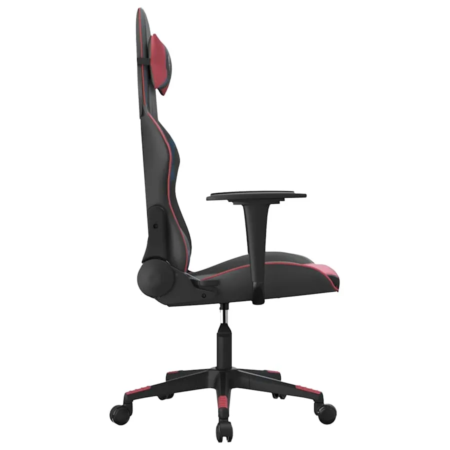 Chaise de jeu de massage Noir et rouge bordeaux Similicuir - 4