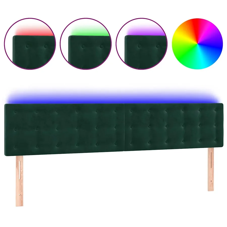 Tête de lit à LED Vert foncé 160x5x78/88 cm Velours - 2