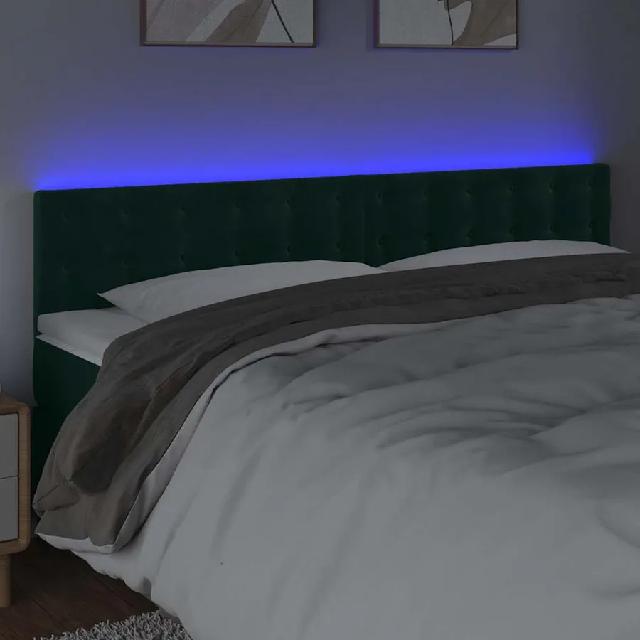 Tête de lit à LED Vert foncé 160x5x78/88 cm Velours - 3