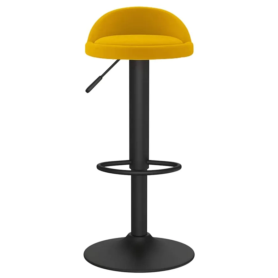 Tabouret de bar jaune velours - 3