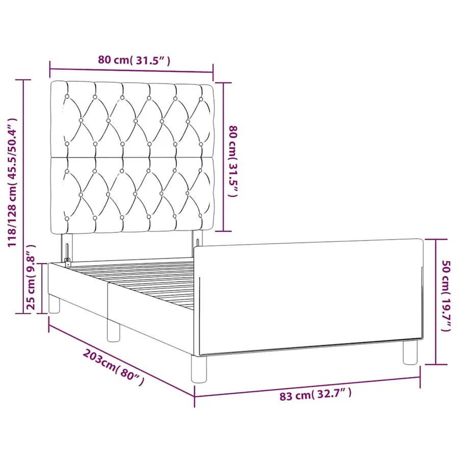 Cadre de lit sans matelas vert foncé 80x200 cm velours - 12