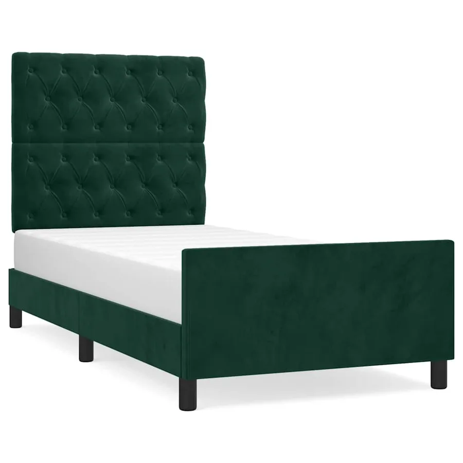 Cadre de lit sans matelas vert foncé 80x200 cm velours - 2