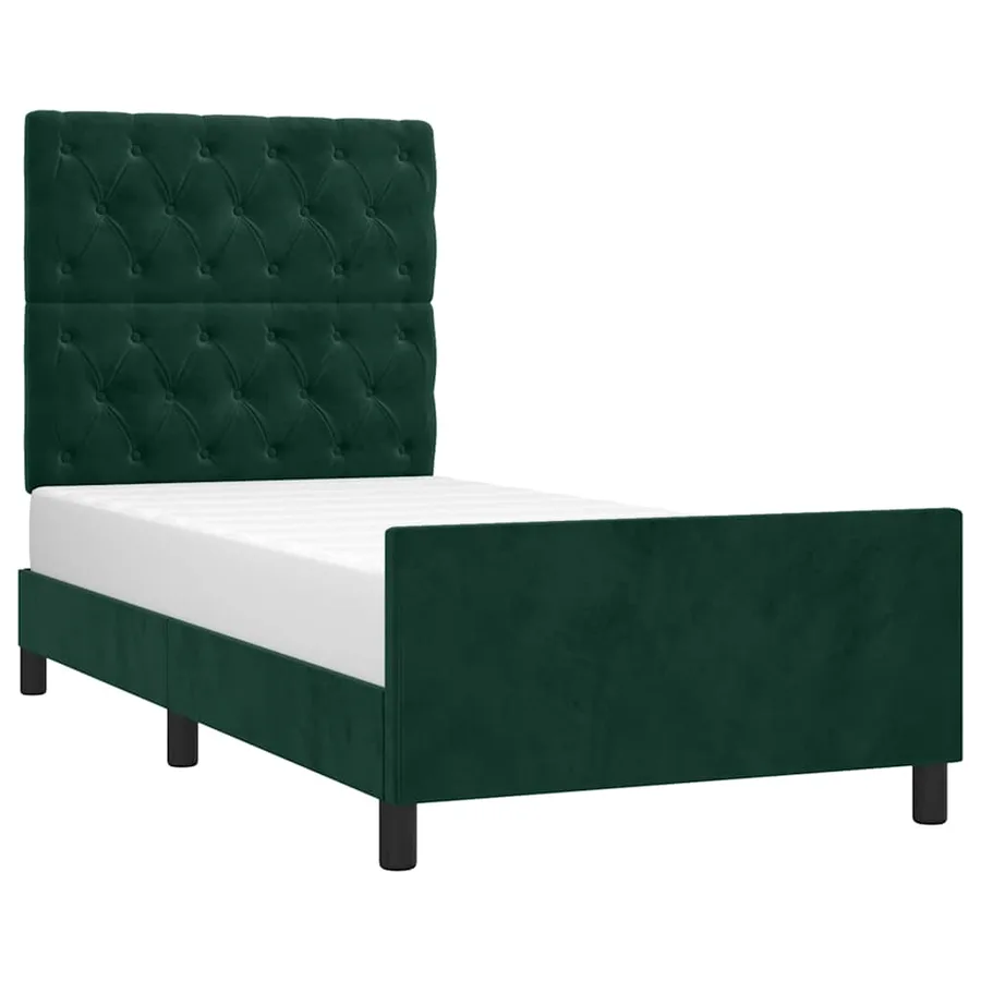 Cadre de lit sans matelas vert foncé 80x200 cm velours - 3