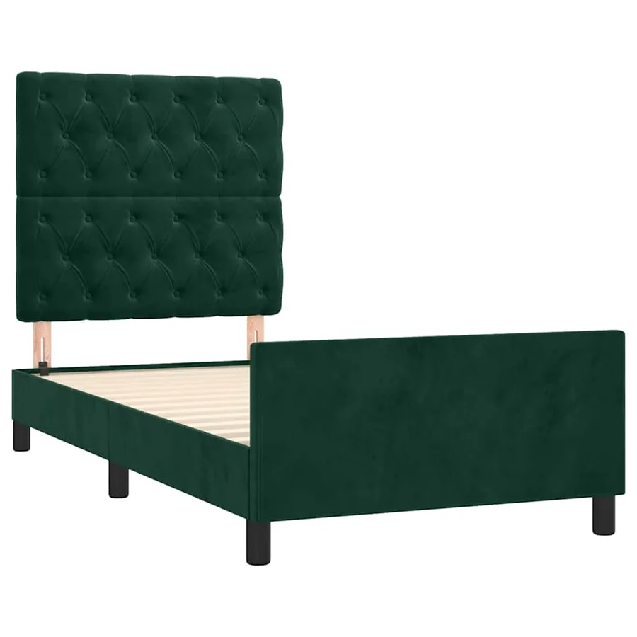 Cadre de lit sans matelas vert foncé 80x200 cm velours - 4