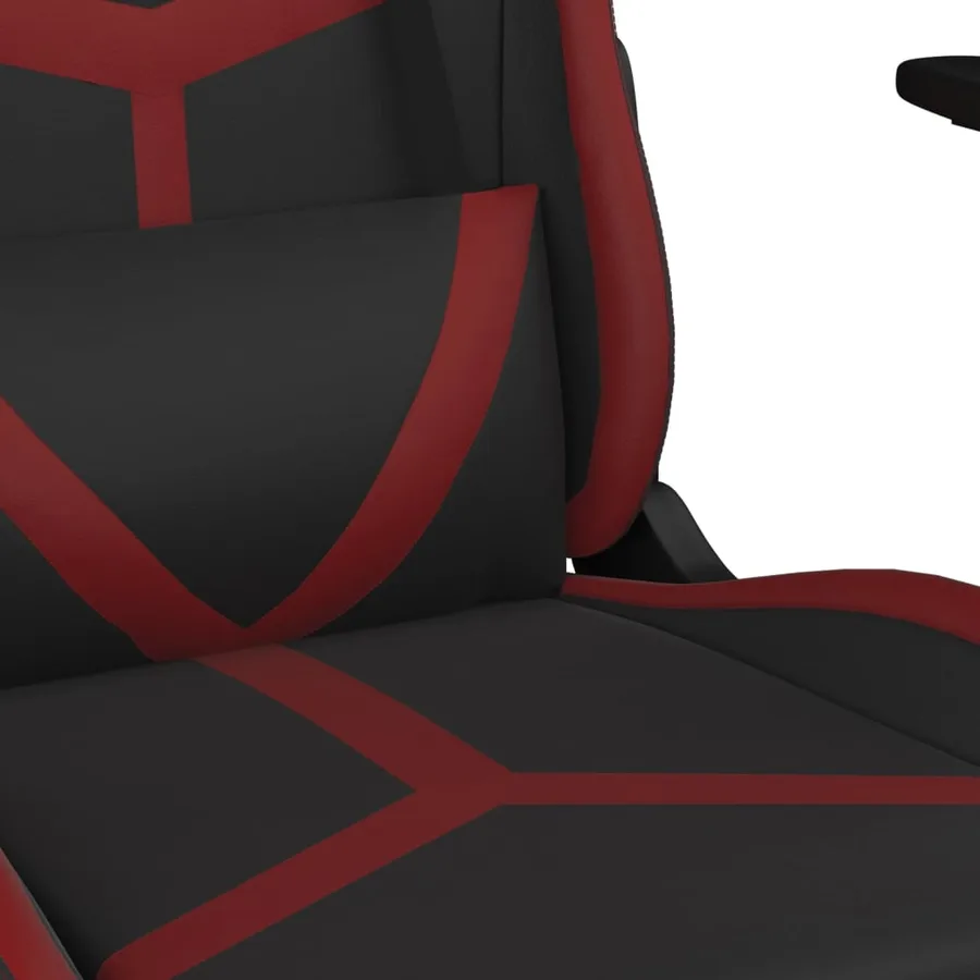 Chaise de jeu avec repose-pied Noir/rouge bordeaux Similicuir - 9