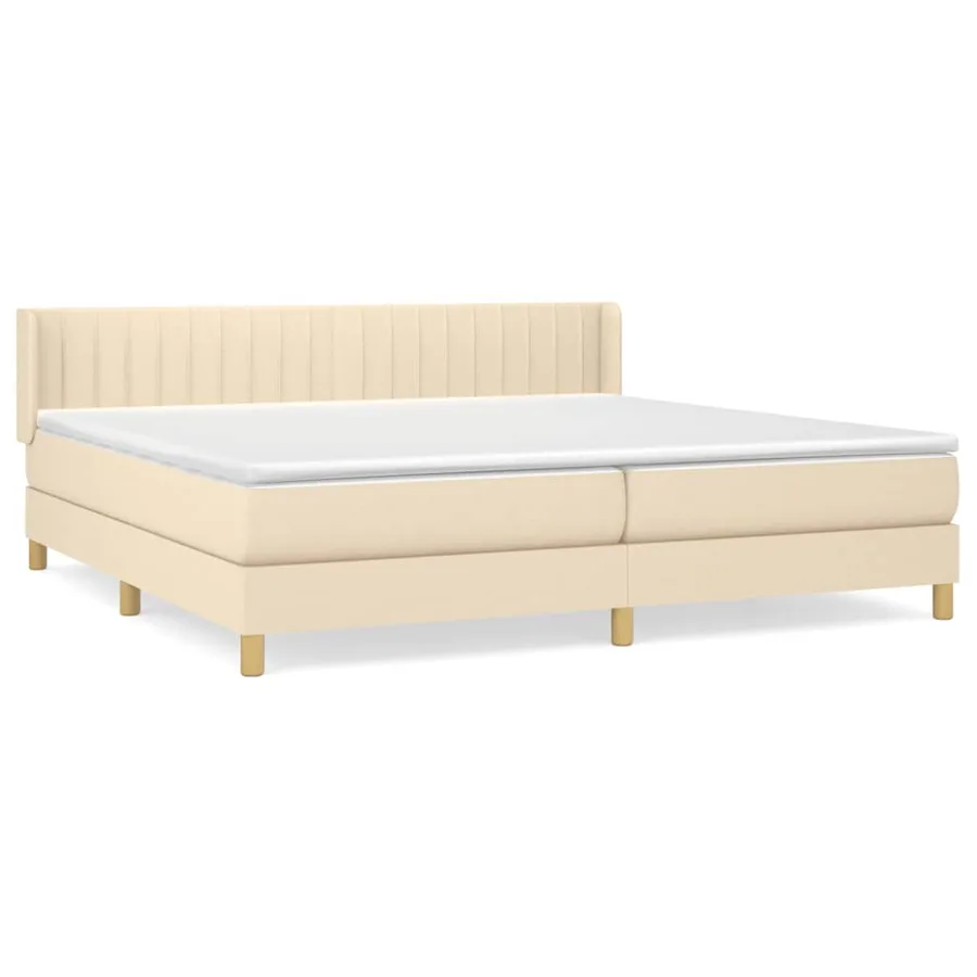 Sommier à lattes de lit avec matelas Crème 200x200 cm Tissu - 2