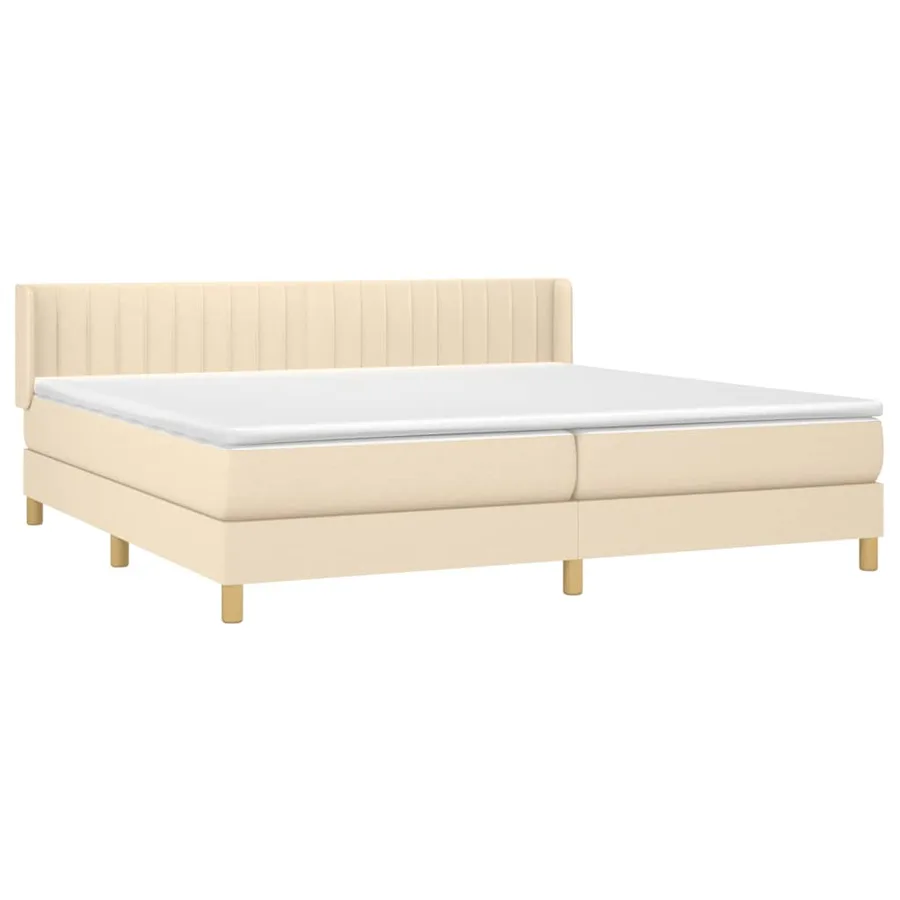 Sommier à lattes de lit avec matelas Crème 200x200 cm Tissu - 3