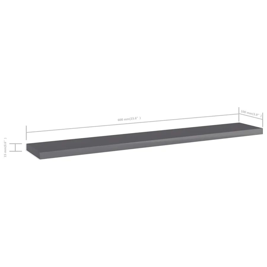 Panneaux bibliothèque 4 pcs Gris brillant 60x10x1,5cm Aggloméré - 5