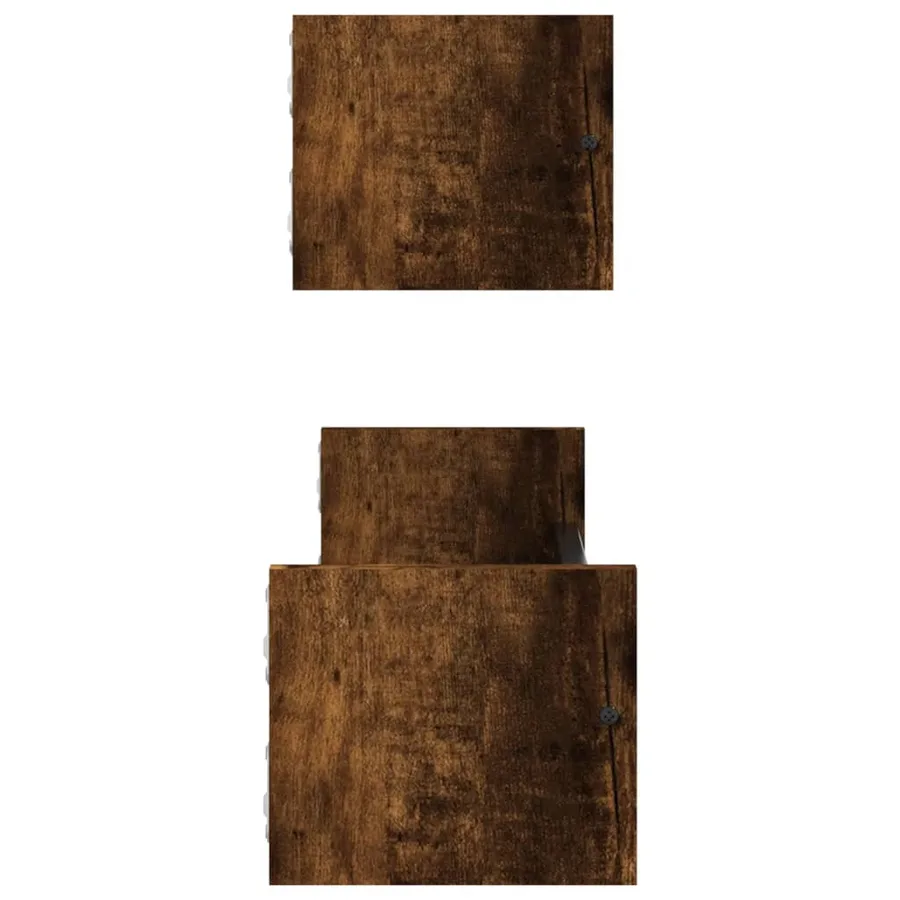 Étagères murales avec barres 2 pcs chêne fumé 60x16x14 cm - 5