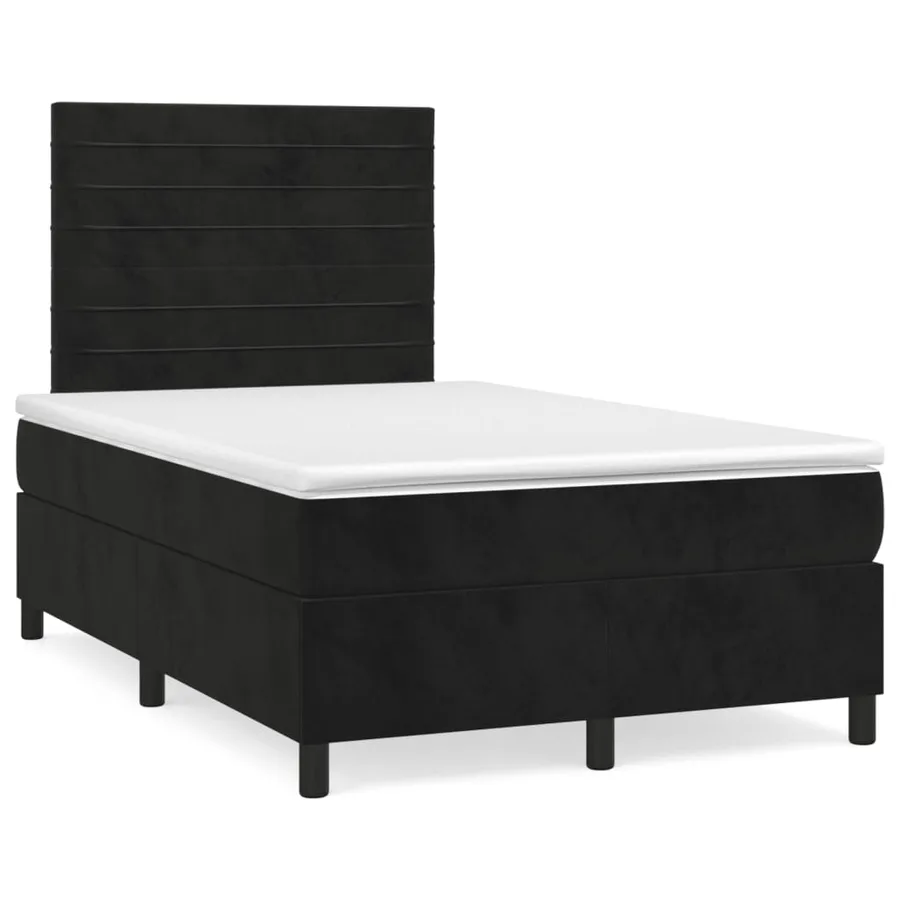 Sommier à lattes de lit avec matelas Noir 120x200 cm Velours - 2
