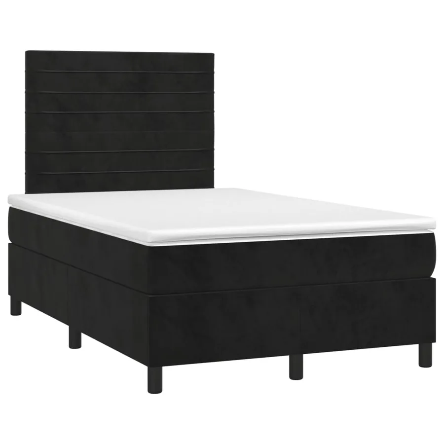 Sommier à lattes de lit avec matelas Noir 120x200 cm Velours - 3