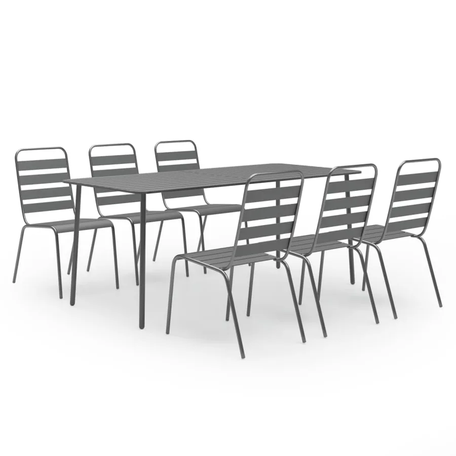 Ensemble à manger de jardin 7 pcs Acier Gris foncé - 2