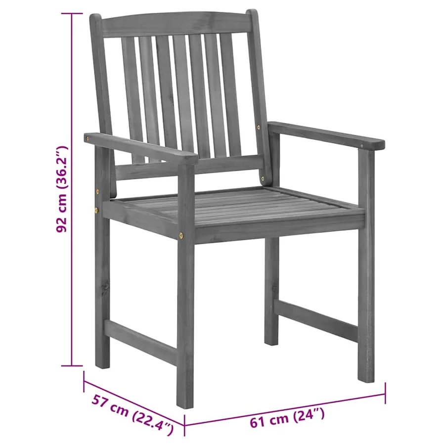 Chaises de jardin et coussins lot de 2 Gris Bois acacia massif - 11