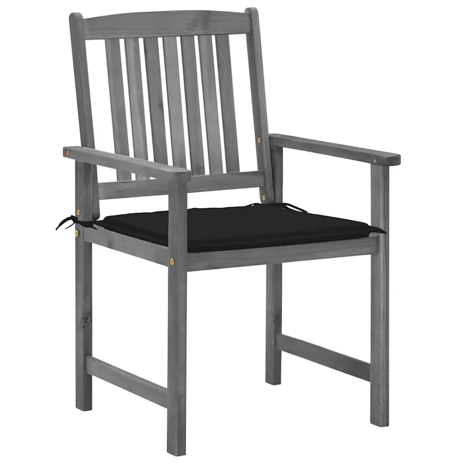 Chaises de jardin et coussins lot de 2 Gris Bois acacia massif - 3