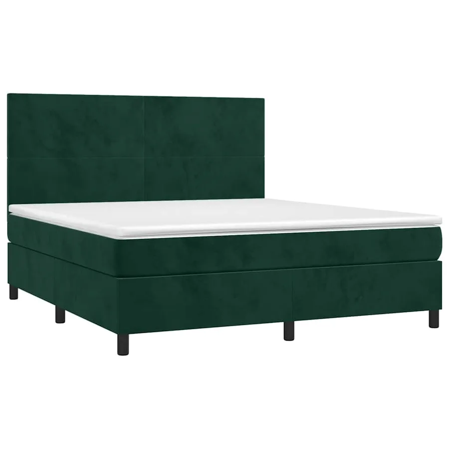 Sommier à lattes de lit et matelas et LED Vert foncé 180x200 cm - 3