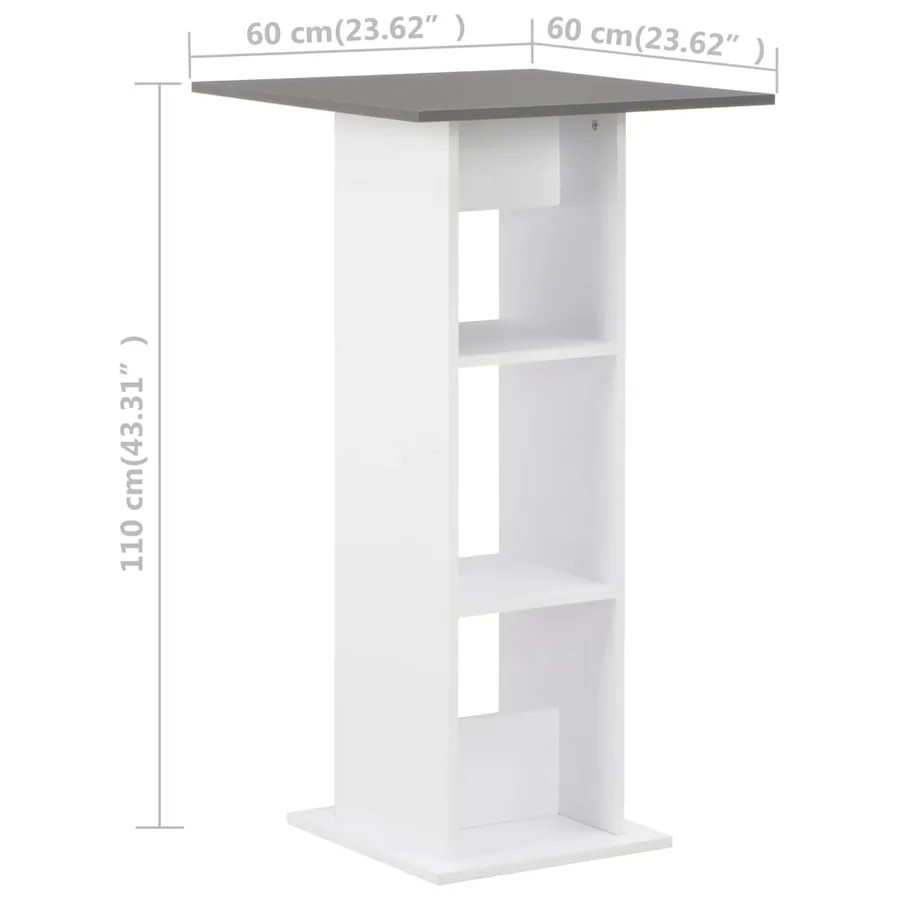 Table de bar Blanc et gris anthracite 60x60x110 cm - 6