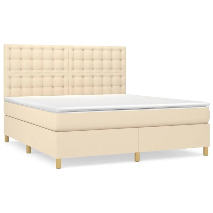 Sommier à lattes de lit avec matelas Crème 160x200 cm Tissu - 2