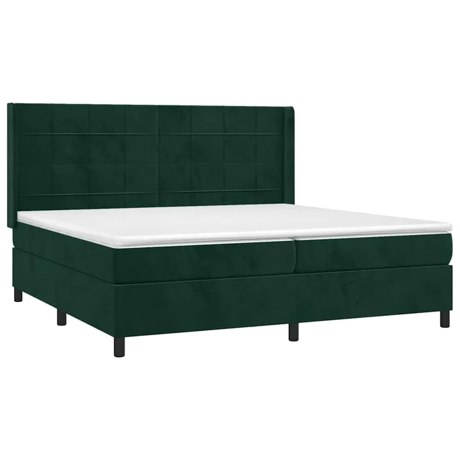 Sommier à lattes de lit et matelas Vert foncé 200x200cm Velours - 3