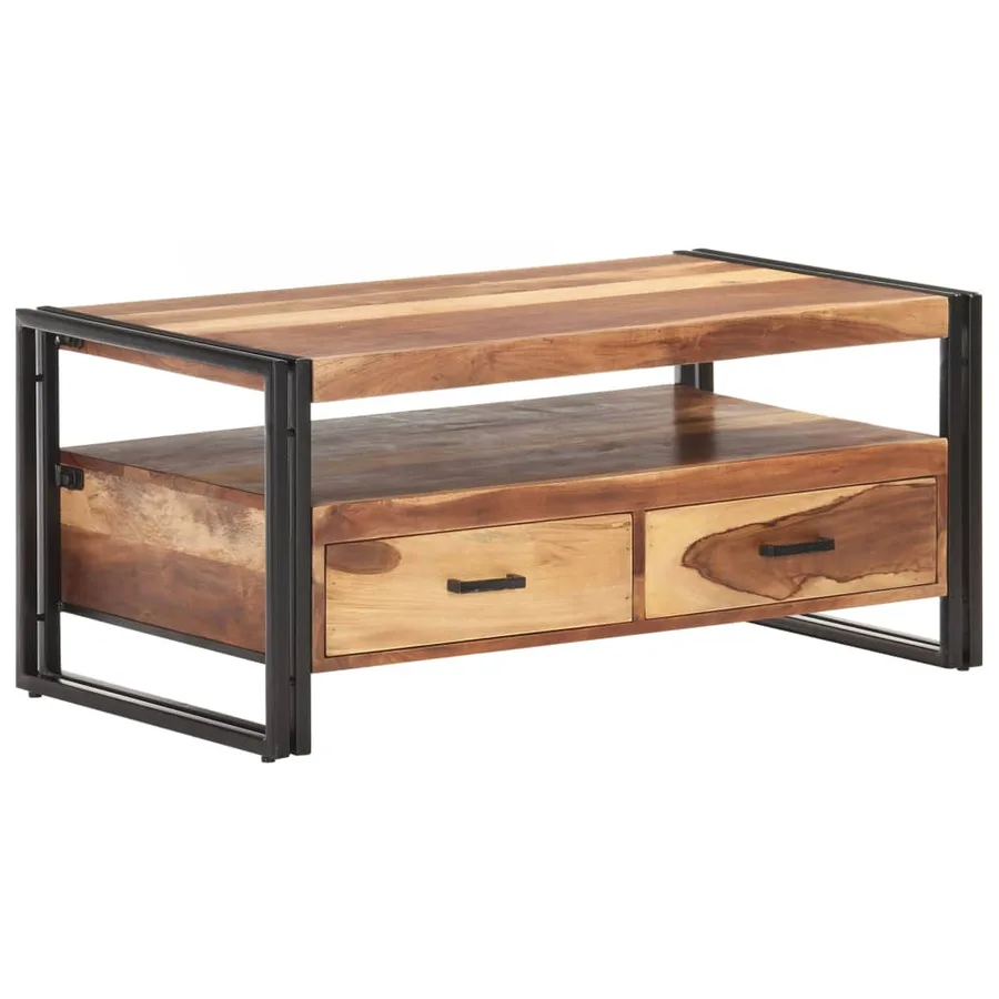 Table basse 100x55x45 cm Bois d'acacia massif - 7