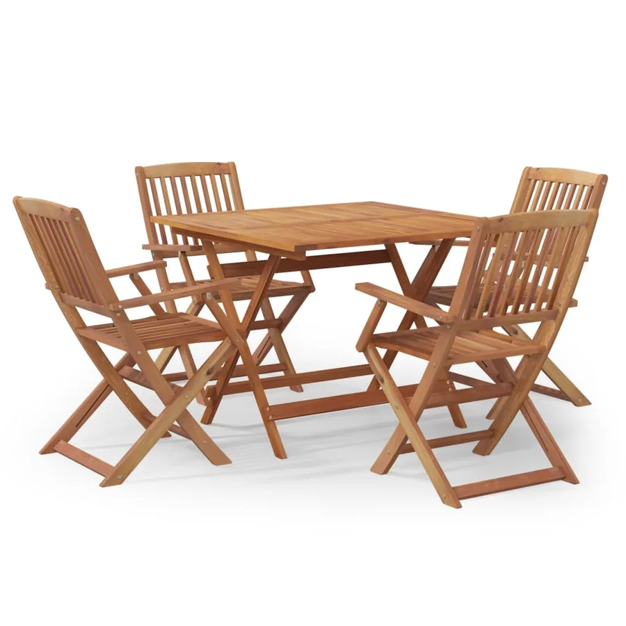 Ensemble à manger de jardin 5 pcs Bois d'acacia solide - 2