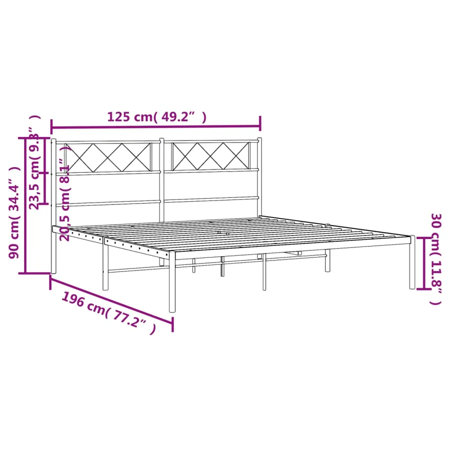 Cadre de lit métal sans matelas avec tête de lit noir 120x190cm - 9