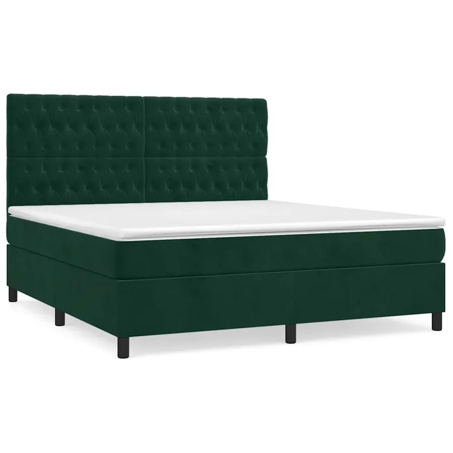 Sommier à lattes de lit et matelas Vert foncé 180x200cm Velours - 2
