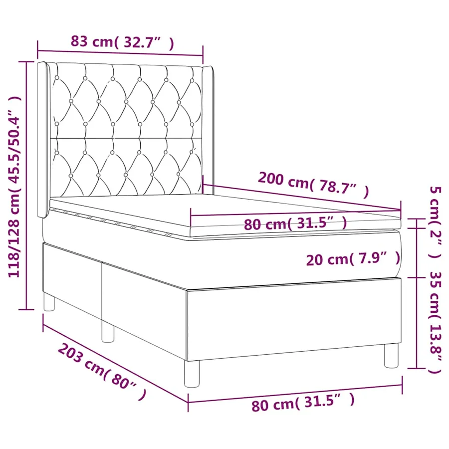 Sommier à lattes de lit matelas LED Vert foncé 80x200cm Velours - 9