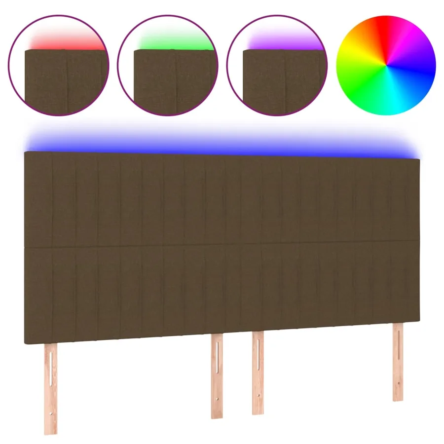 Tête de lit à LED Marron foncé 180x5x118/128 cm Tissu - 2