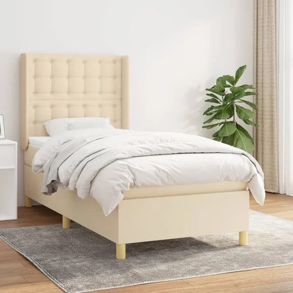 Sommier à lattes de lit avec matelas Crème 80x200 cm Tissu