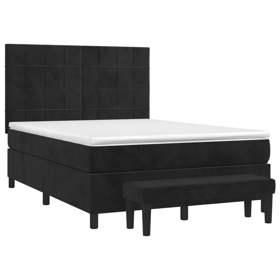 Sommier à lattes de lit avec matelas Noir 140x200 cm Velours - 3