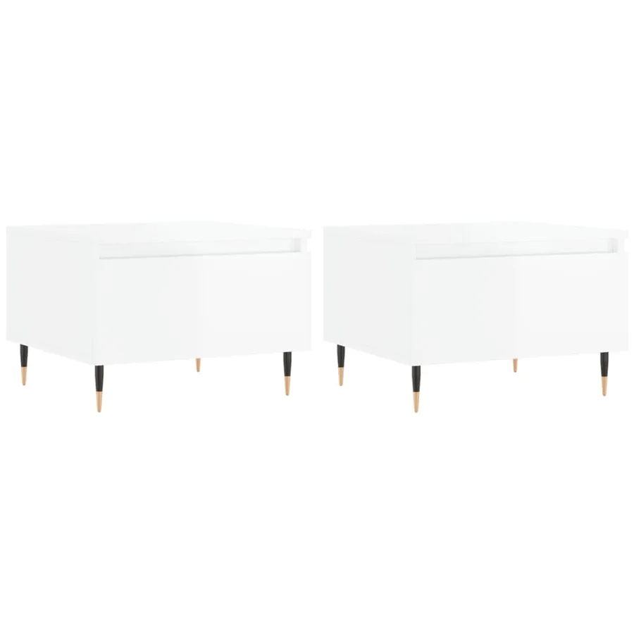Tables basses 2 pcs blanc brillant 50x46x35cm bois d'ingénierie - 2
