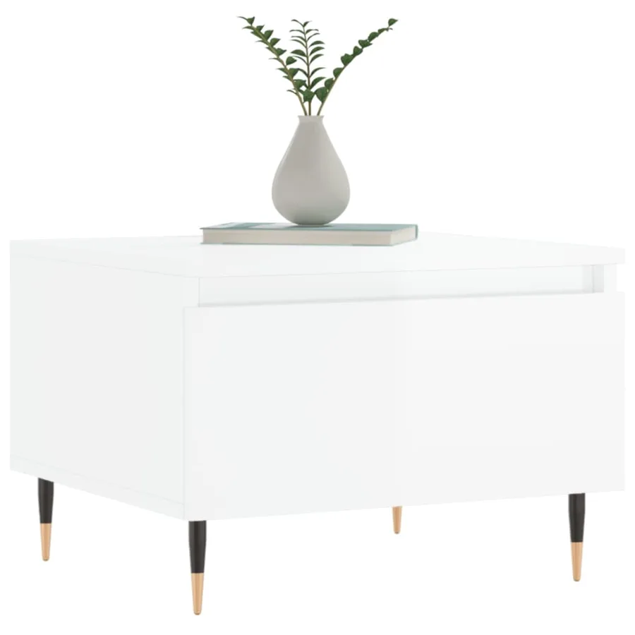 Tables basses 2 pcs blanc brillant 50x46x35cm bois d'ingénierie - 3