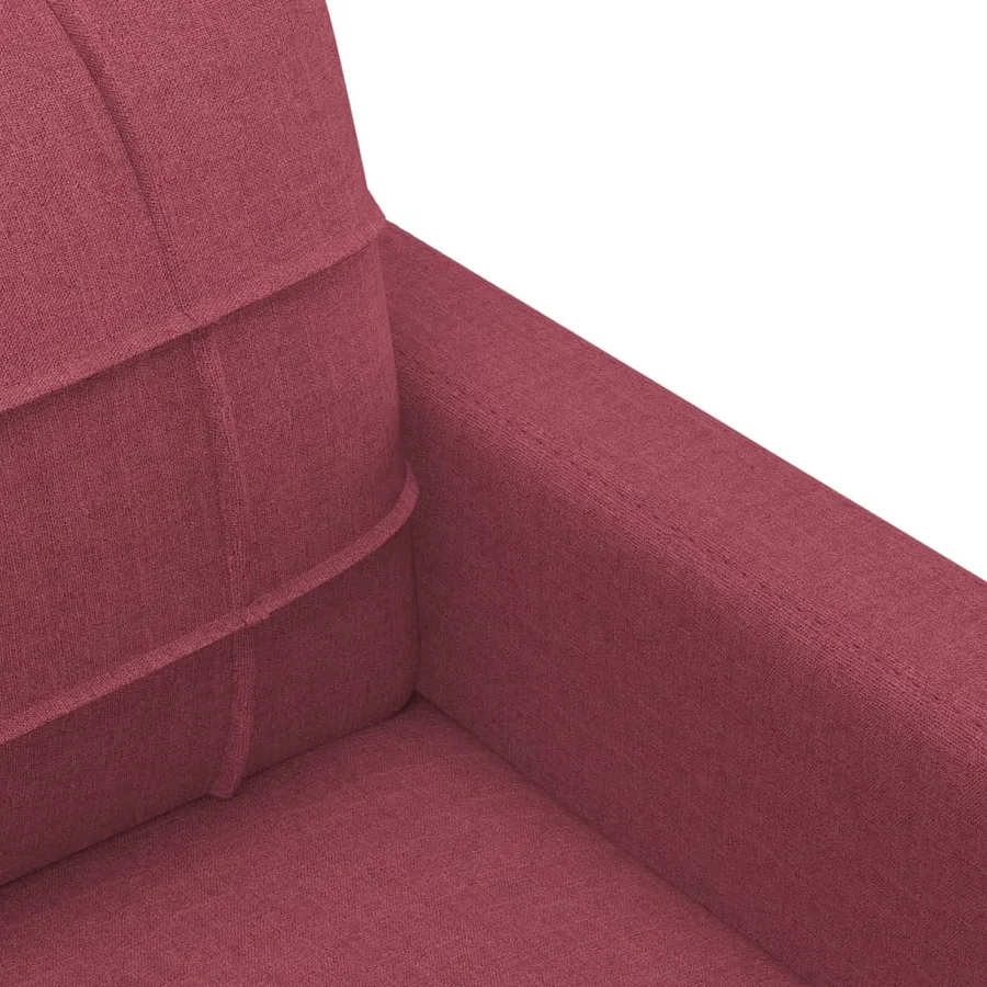 Ensemble de canapés 3 pcs avec coussins rouge bordeaux tissu - 8