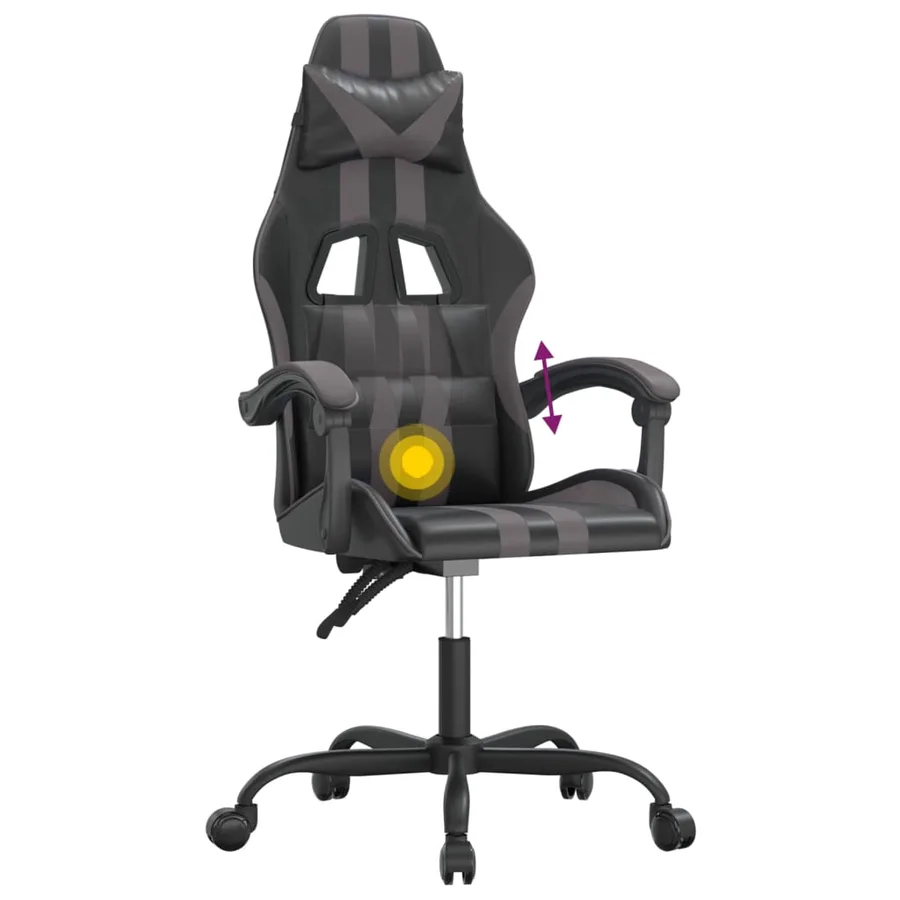 Chaise de jeu pivotante Noir et gris Similicuir - 11