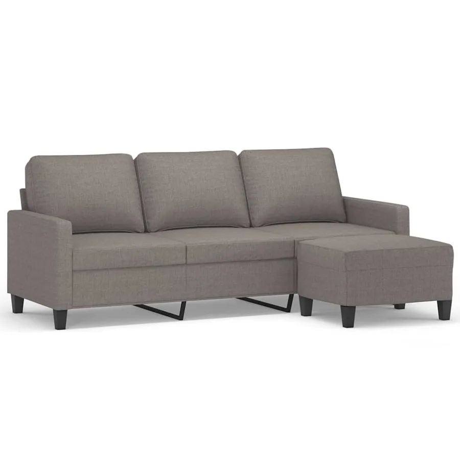 Canapé à 3 places avec repose-pieds Taupe 180 cm Tissu - 2