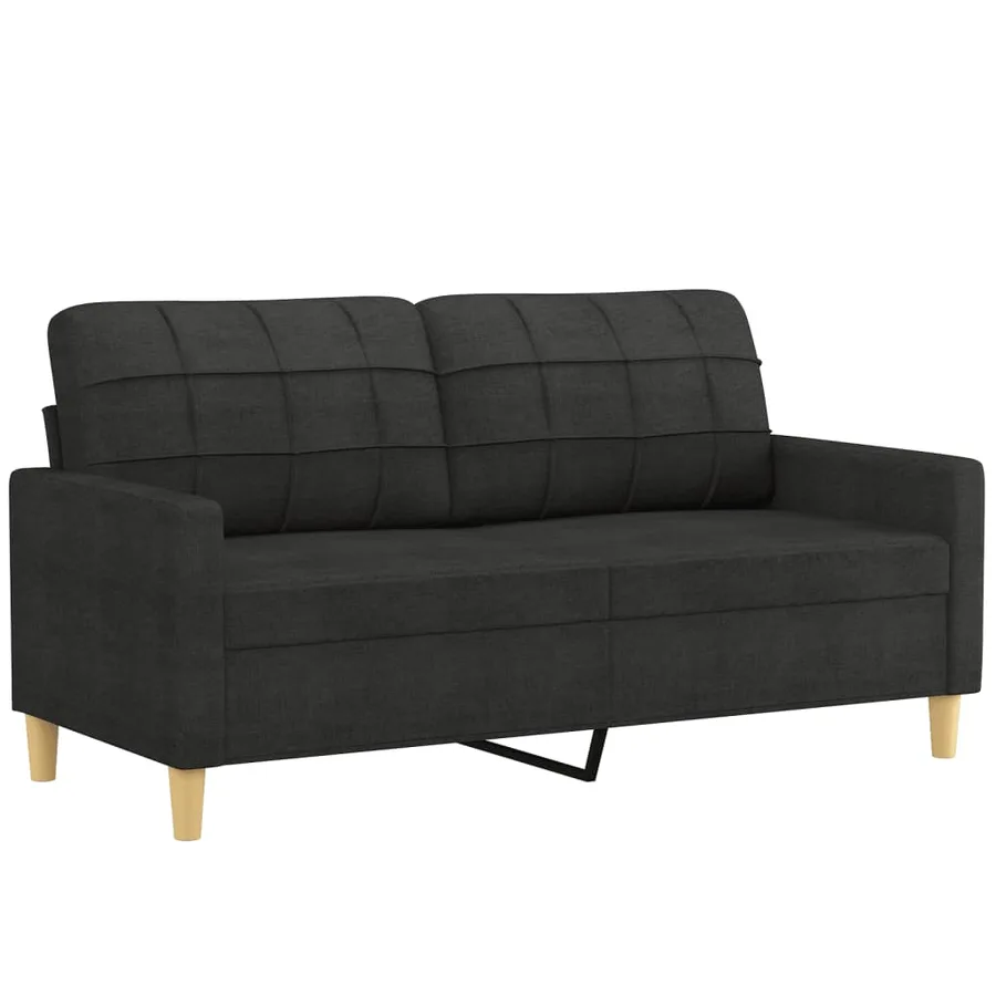 Ensemble de canapés 3 pcs avec coussins noir tissu - 4