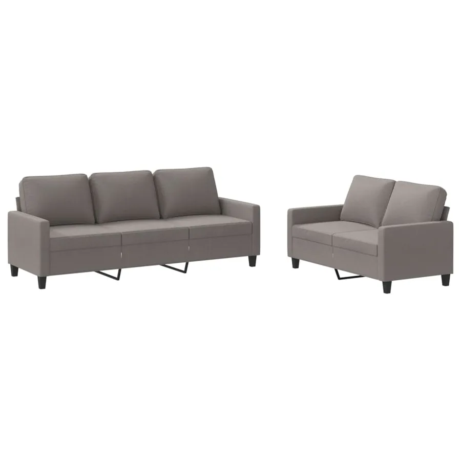 Ensemble de canapés 2 pcs avec coussins Taupe Tissu - 2