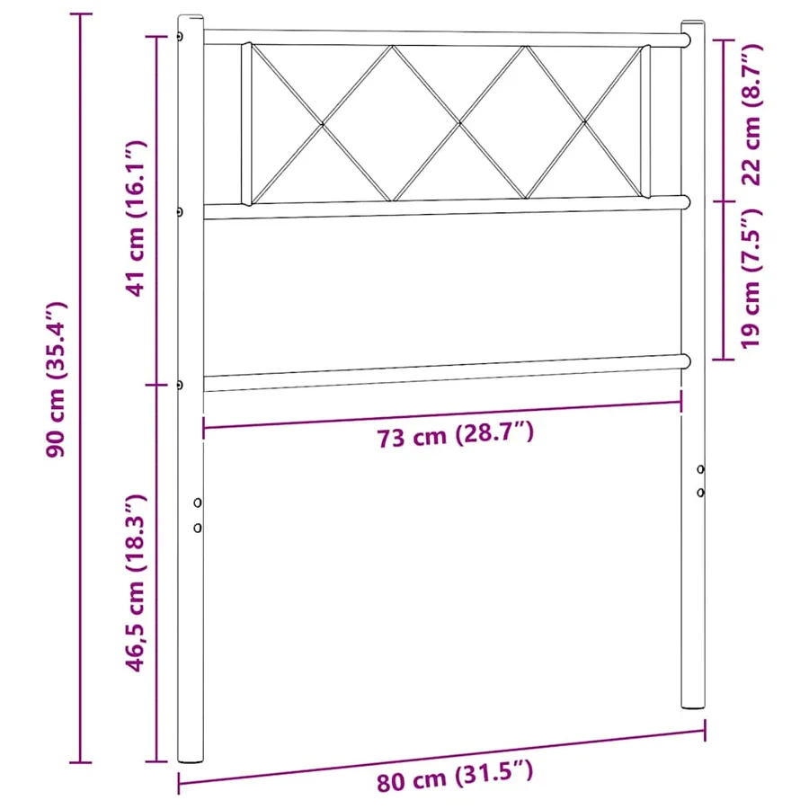 Tête de lit de remplacement métal blanc 75 cm - 6