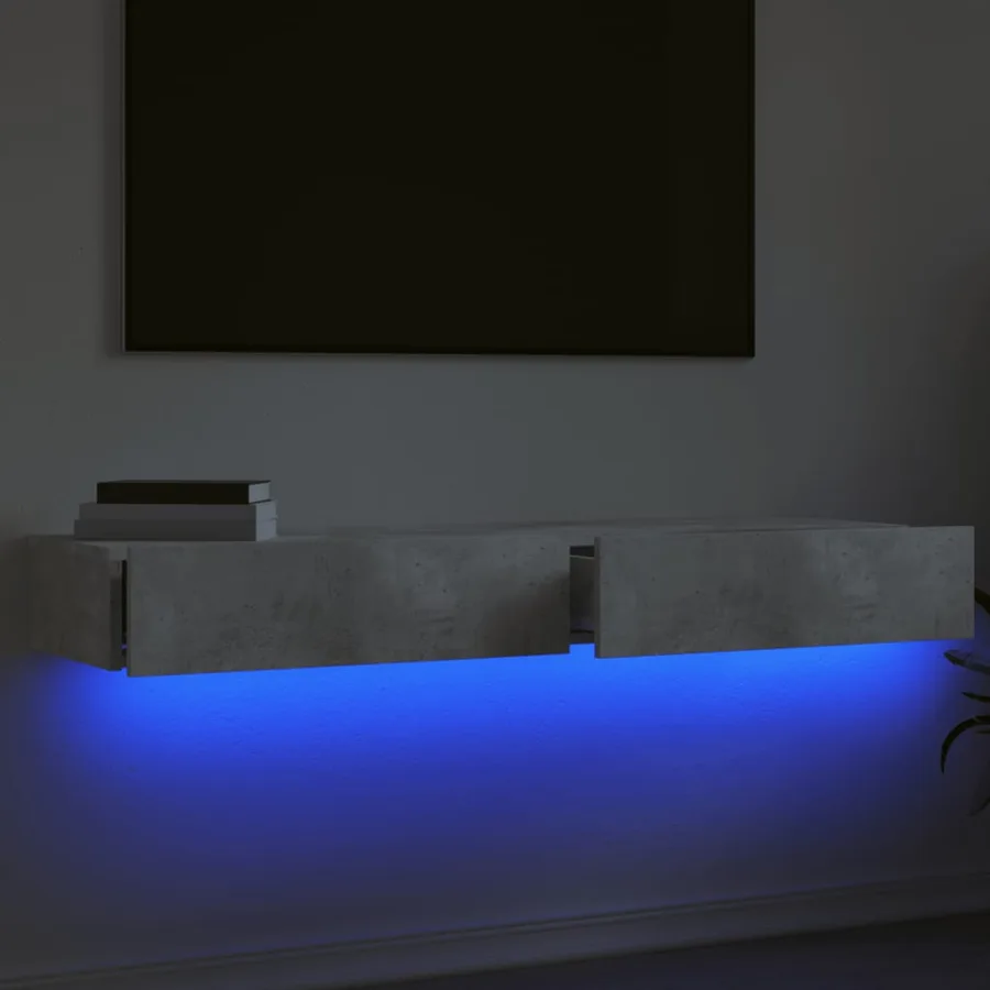 Meubles TV avec lumières LED 2 pcs gris béton 60x35x15,5 cm - 4
