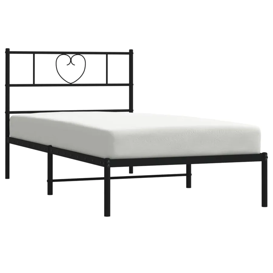 Cadre de lit métal sans matelas avec tête de lit noir 107x203cm - 3
