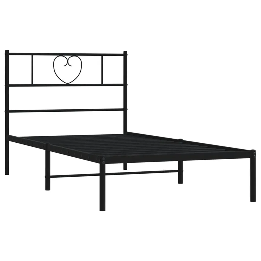 Cadre de lit métal sans matelas avec tête de lit noir 107x203cm - 4