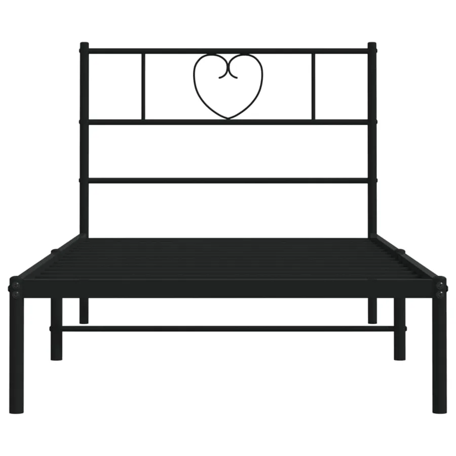 Cadre de lit métal sans matelas avec tête de lit noir 107x203cm - 5