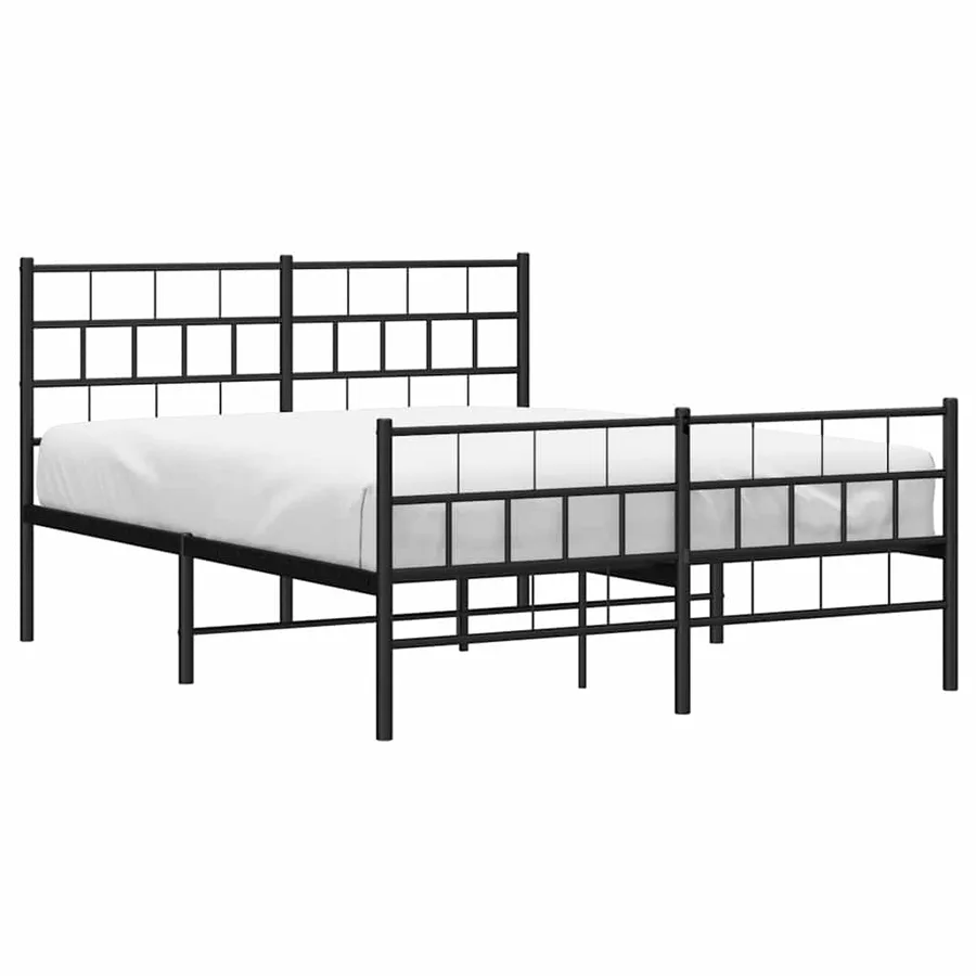 Cadre de lit métal sans matelas avec pied de lit noir 150x200cm - 3
