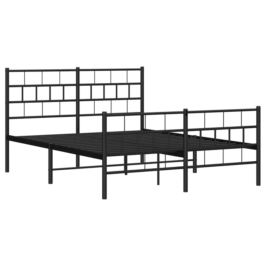 Cadre de lit métal sans matelas avec pied de lit noir 150x200cm - 5
