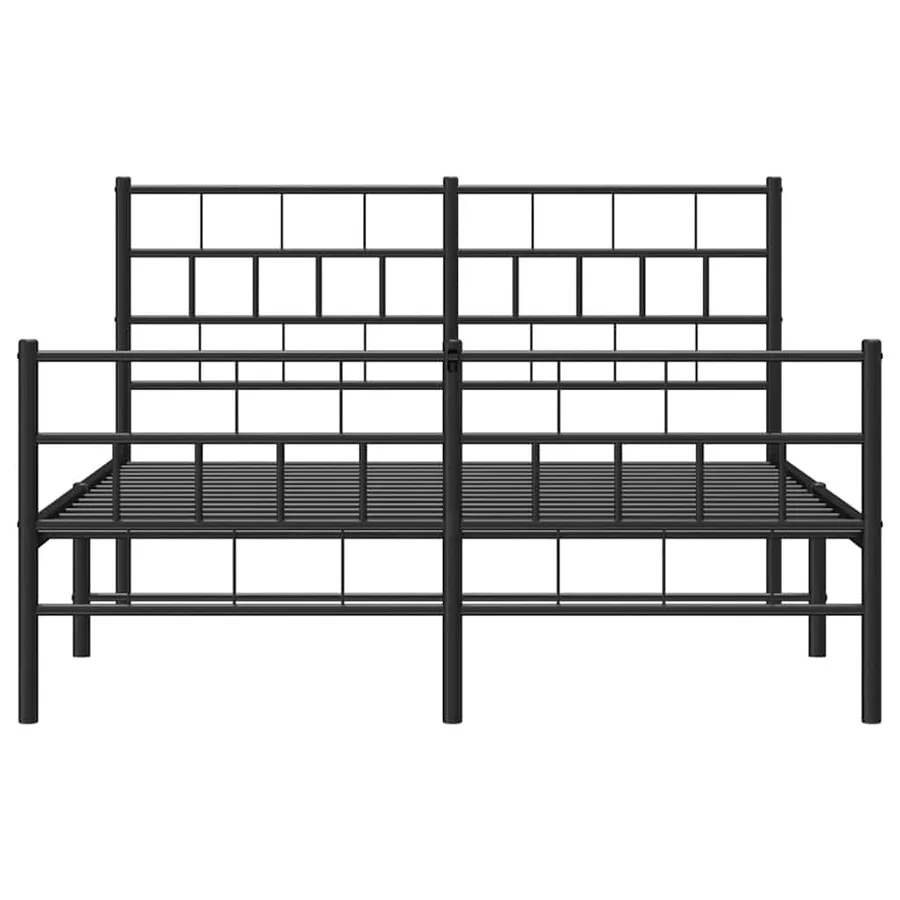 Cadre de lit métal sans matelas avec pied de lit noir 150x200cm - 6