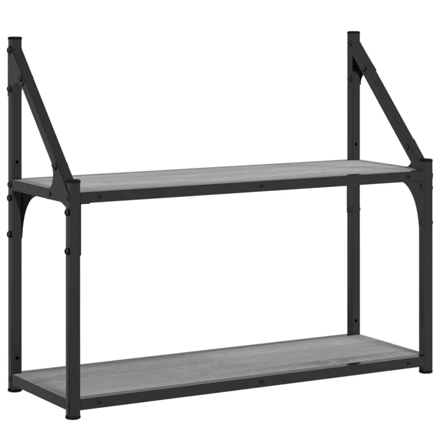 Étagère murale 2 niveaux sonoma gris 60x21x51 cm - 2