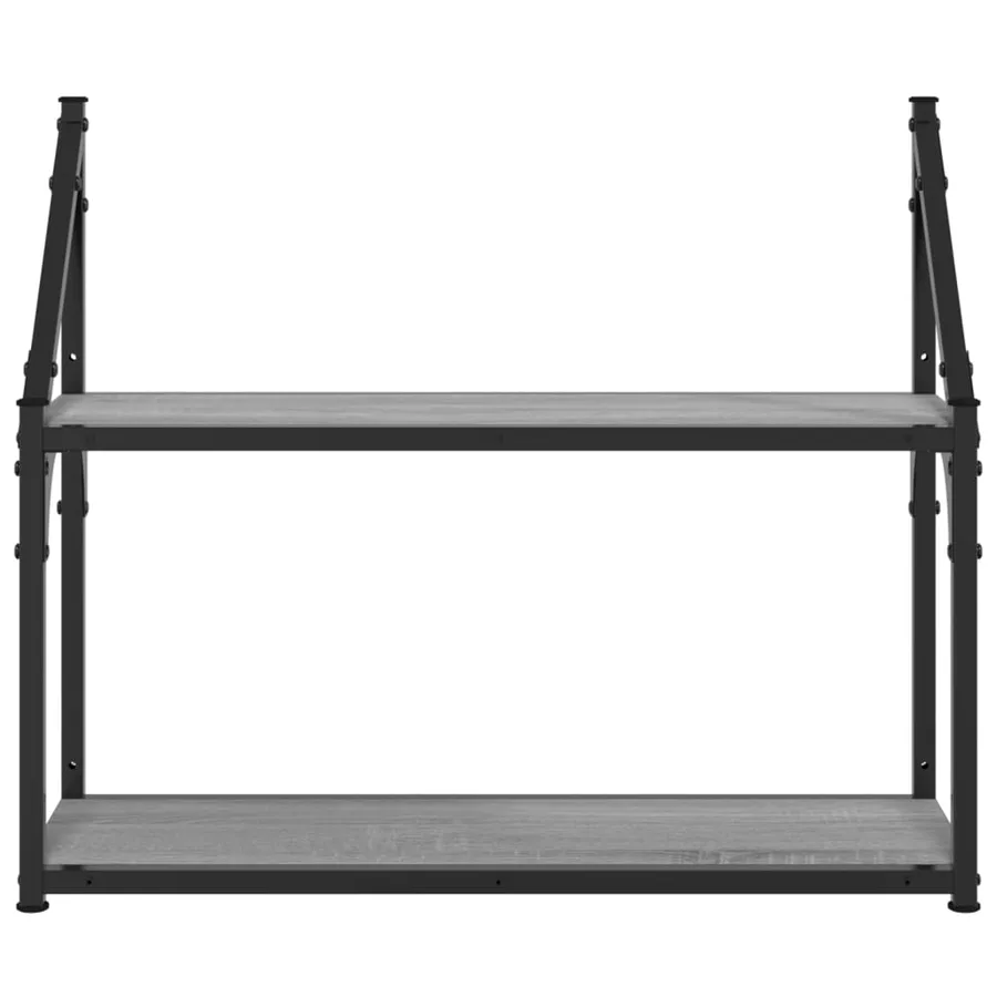 Étagère murale 2 niveaux sonoma gris 60x21x51 cm - 4
