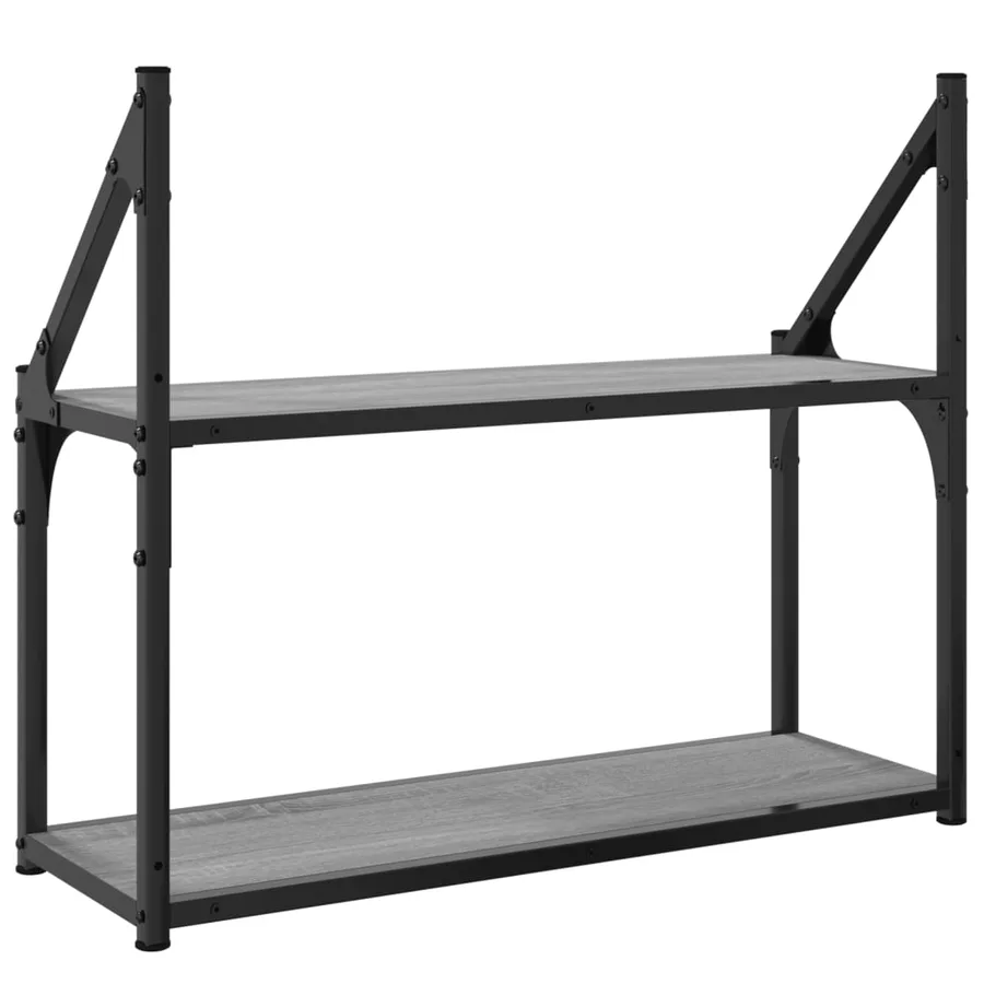 Étagère murale 2 niveaux sonoma gris 60x21x51 cm - 6