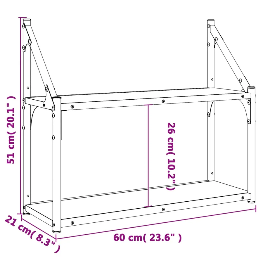 Étagère murale 2 niveaux sonoma gris 60x21x51 cm - 8